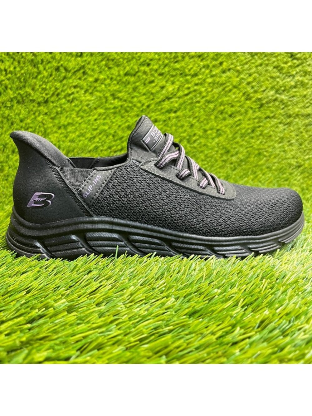 Skechers Bobs Sport B Flex Lo Womens Size 6.5 Black Pink Running Shoes Sneakers